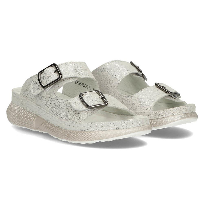 Leather Slippers Filippo DK3516/22 SI silver