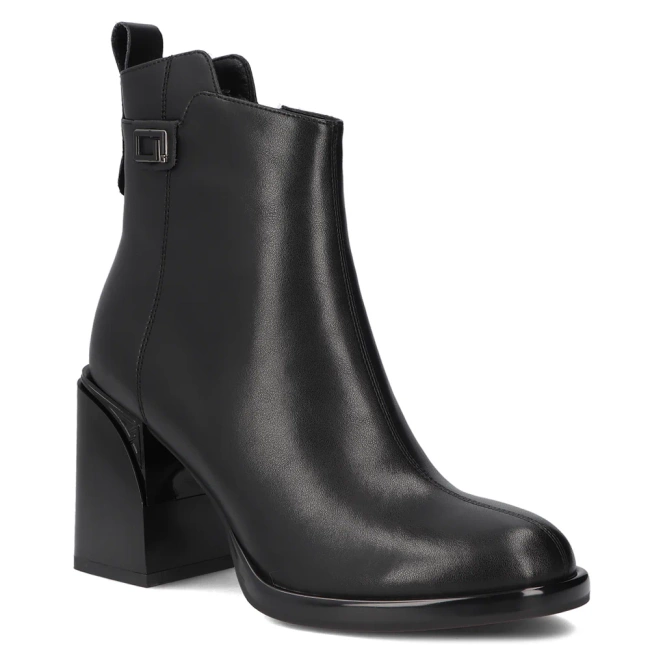 Skórzane botki na obcasie Filippo DBT7368/25 BK czarne