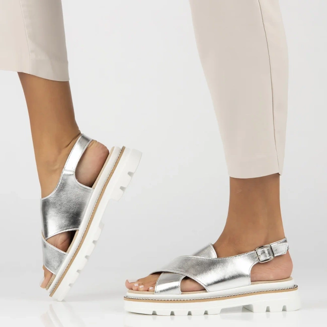 Leather sandals Filippo DS7047/25 SI silver