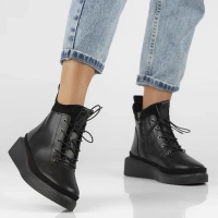 Skórzane botki na platformie Filippo DBT4799/25 BK czarne