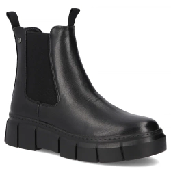 Skórzane botki na platformie Filippo DBT7264/25 BK czarne