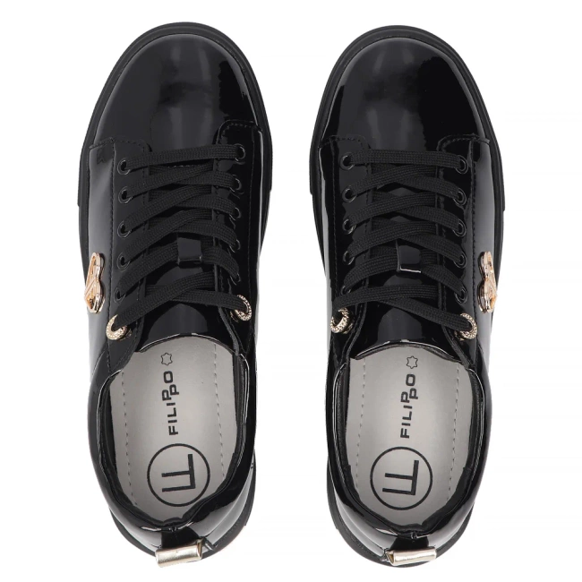 Skórzane półbuty na platformie Filippo DP3533/25 BK L H czarne