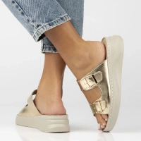 Skórzane klapki Filippo DK7044/25 GO złote