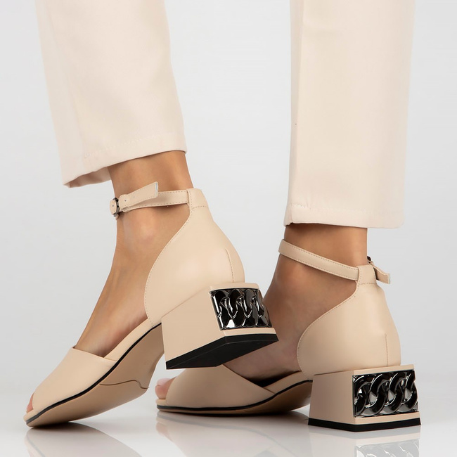 Skórzane sandały Filippo DS4419/23 BE beżowe