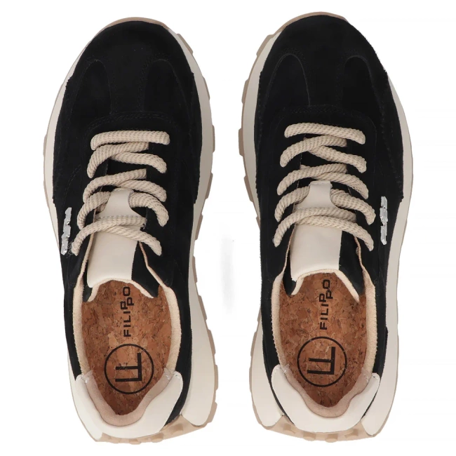 Skórzane sneakersy Filippo DP7498/26 BK czarne
