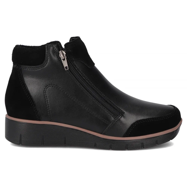 Skórzane botki na koturnie Filippo DBT3950/25 BK czarne