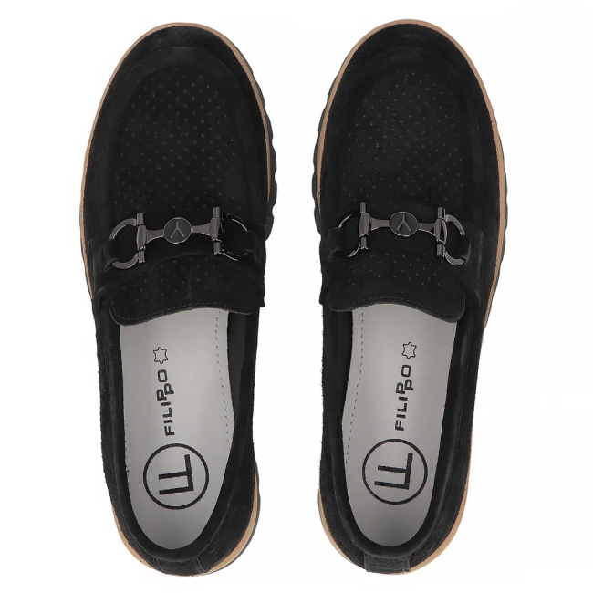 Skórzane półbuty Filippo DP6851/25 BK czarne