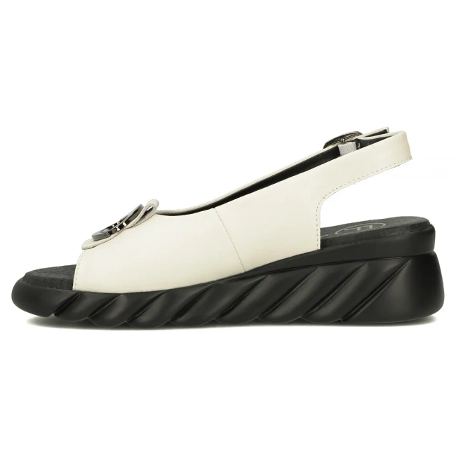 Skórzane sandały na koturnie Filippo DS7011/25 BE beżowe