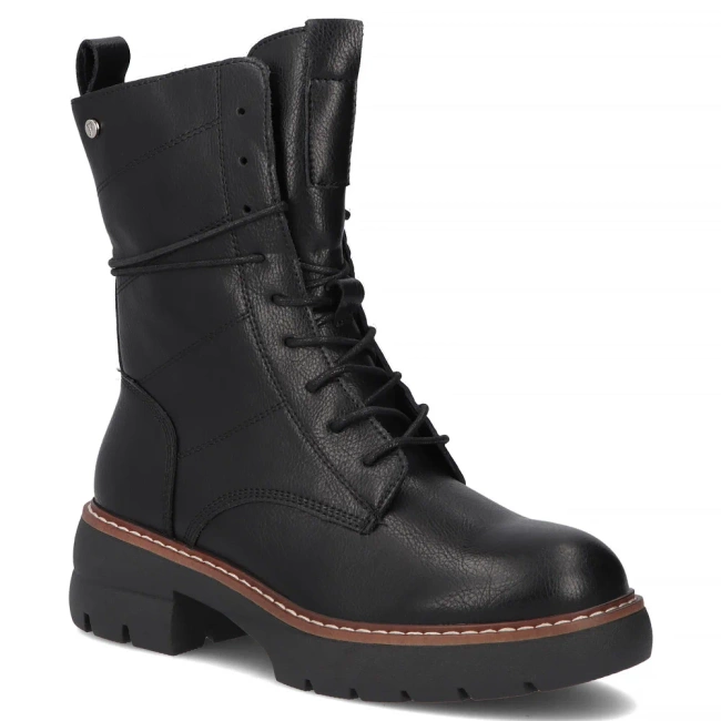 Skórzane botki na obcasie Filippo DBT7263/25 BK czarne