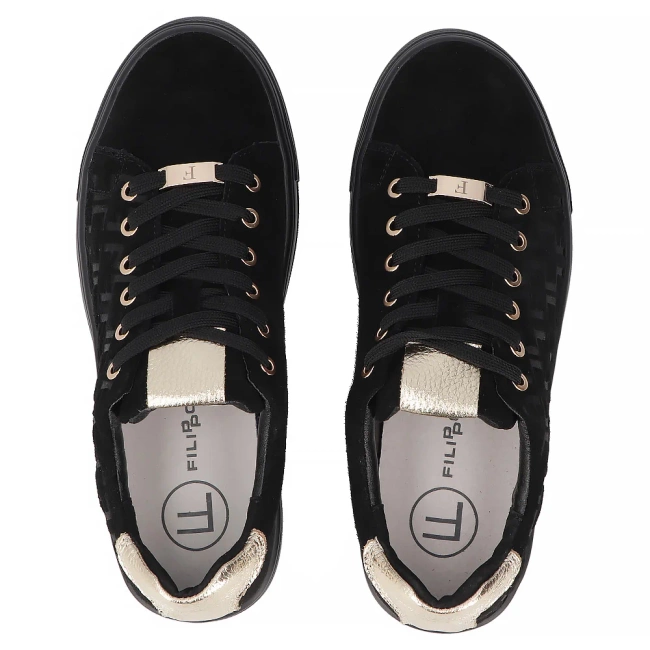 Skórzane sneakersy Filippo DP6850/25 BK czarne