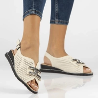 Skórzane sandały Filippo DS6032/25 BE beżowe