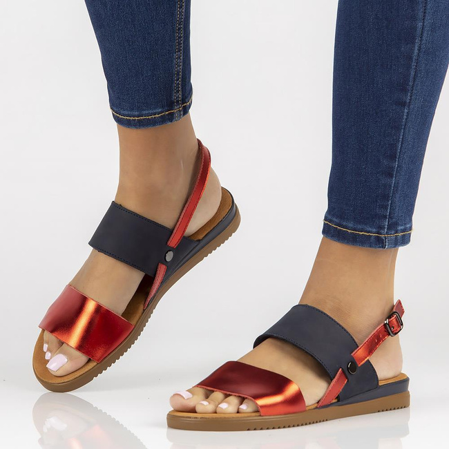 Leather sandals Filippo DS3601/22 RD NV red and navy