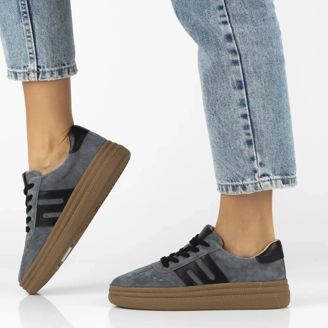 Skórzane sneakersy Filippo DP7114/25 BL niebieskie