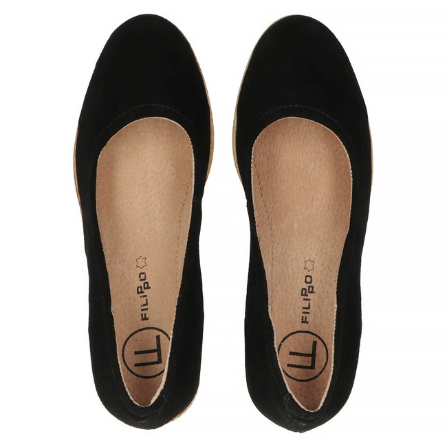 Skórzane półbuty na koturnie Filippo DP3521/23 BK SU czarne