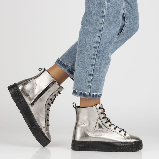 Skórzane trzewiki Filippo DBT3951/22 GN Gunmetal