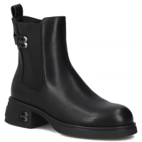 Skórzane botki na obcasie Filippo DBT7195/25 BK czarne