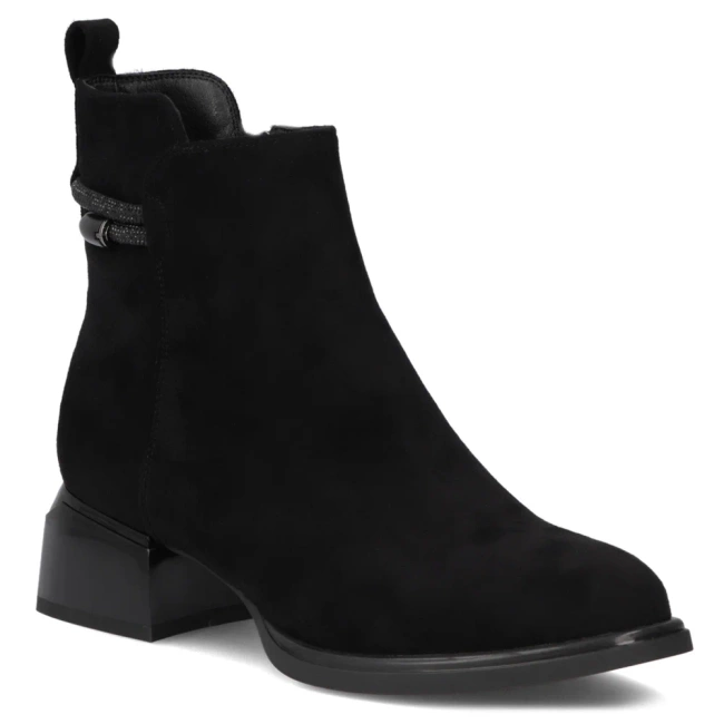 Skórzane botki na obcasie Filippo DBT7444/25 BK czarne