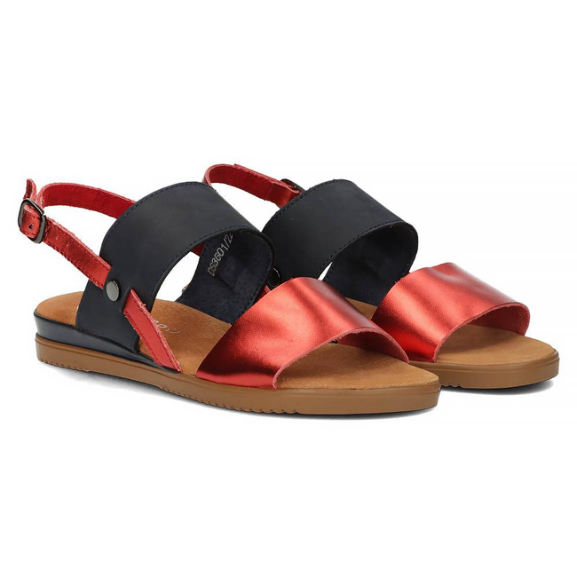 Leather sandals Filippo DS3601/22 RD NV red and navy