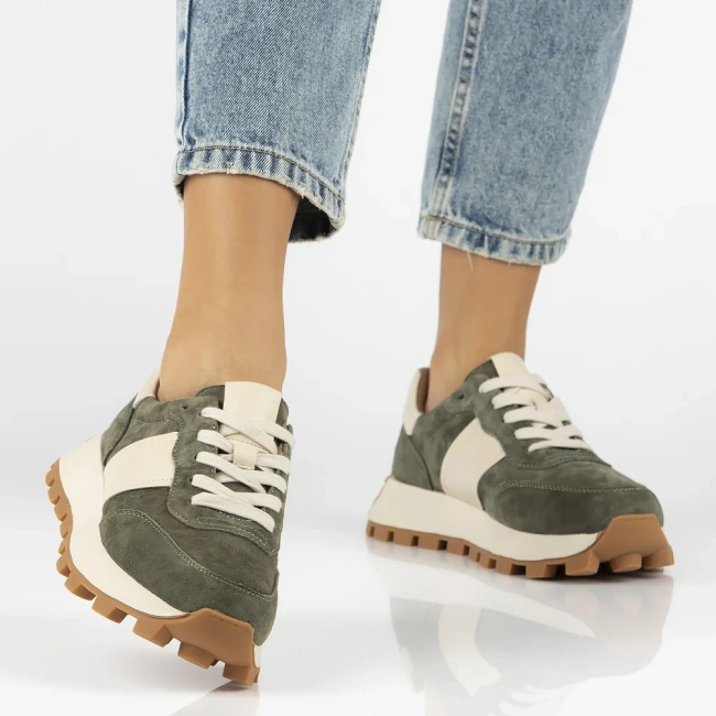 Skórzane sneakersy Filippo DP7112/26 KH khaki