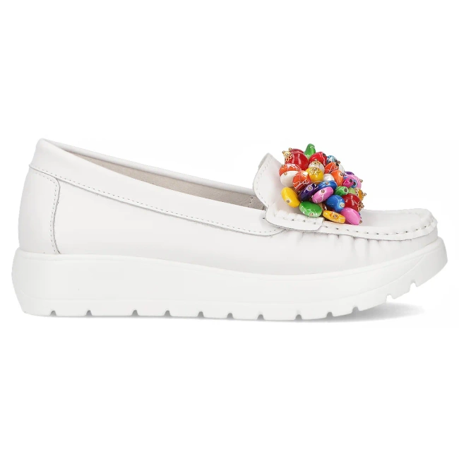 Skórzane mokasyny Filippo DP6828/25 WH białe