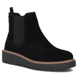 Skórzane botki na platformie Filippo DBT7261/25 BK czarne