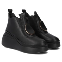 Skórzane botki na koturnie Filippo DBT7419/25 BK czarne