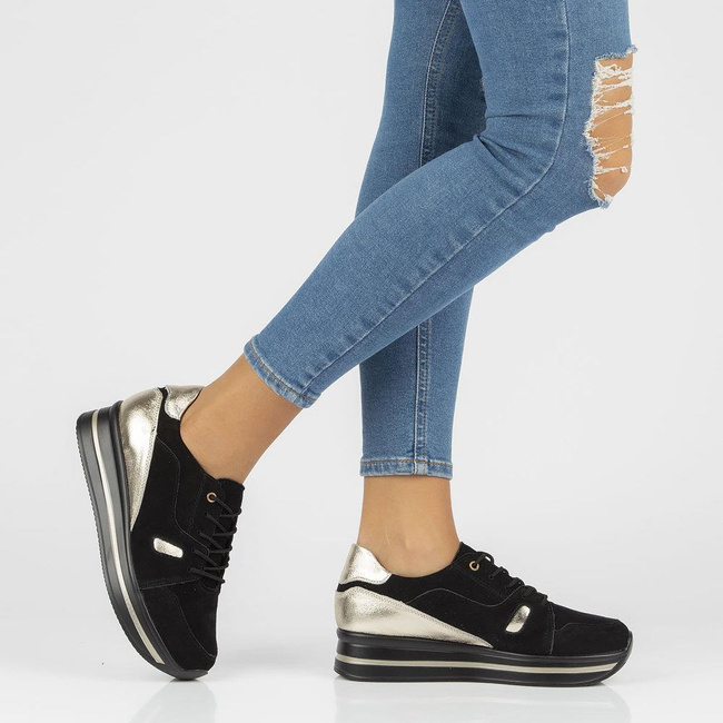 Leather sneakers Filippo DP3407/21 BK GO Black