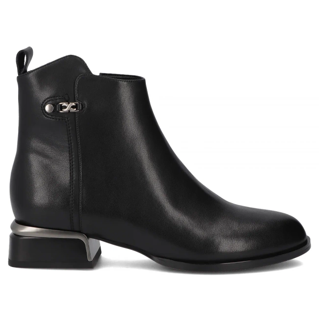 Skórzane botki na obcasie Filippo DBT7382/25 BK czarne