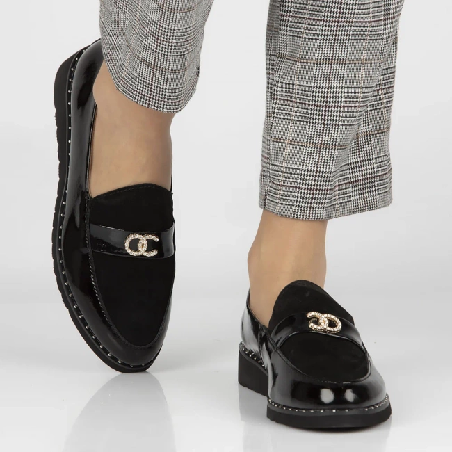 Skórzane mokasyny Filippo DP1515/24 BK czarne