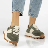 Skórzane sneakersy Filippo DP7112/26 KH khaki