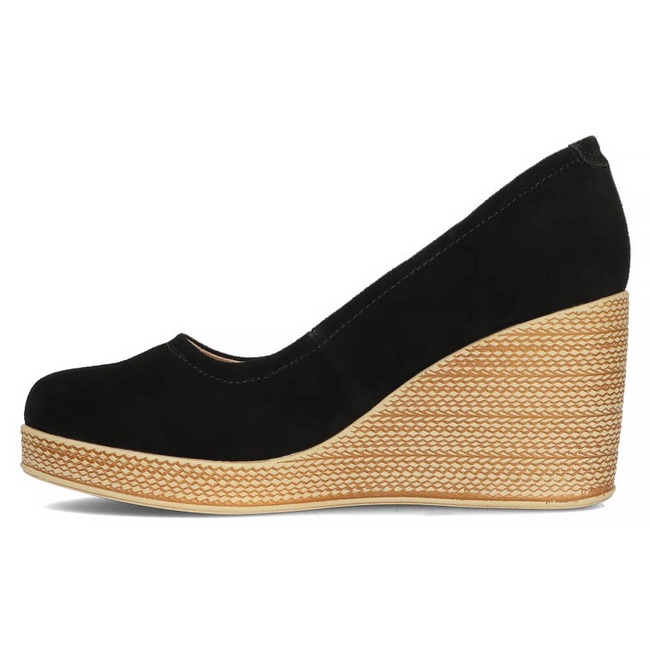 Skórzane półbuty na koturnie Filippo DP3521/23 BK SU czarne