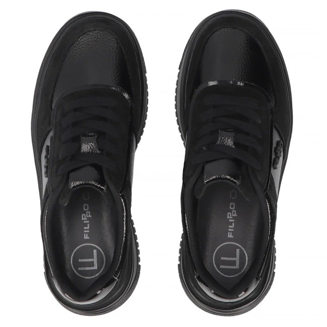 Skórzane sneakersy Filippo DP7124/25 BK czarne