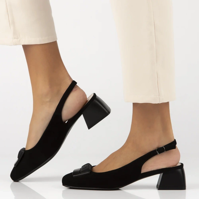 Skórzane czółenka Filippo DP6945/25 BK SU czarne