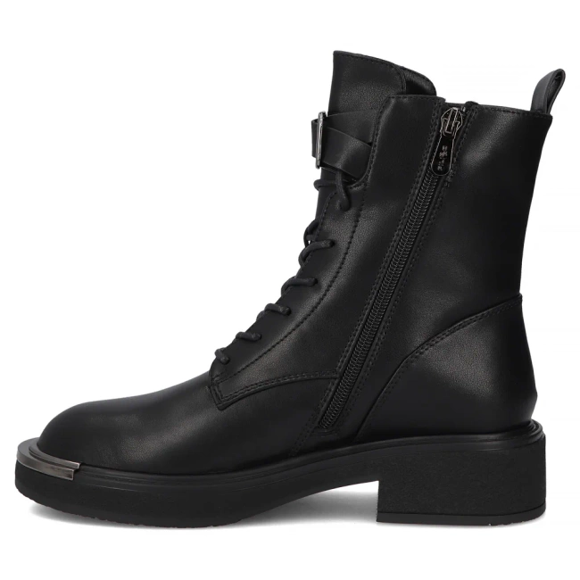 Skórzane botki na obcasie Filippo DBT7231/25 BK czarne