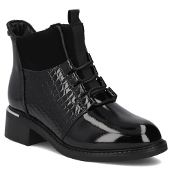 Skórzane botki na obcasie Filippo DBT7275/25 BK czarne