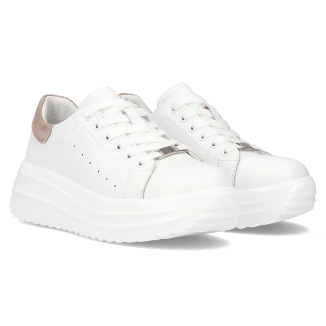 Skórzane sneakersy Filippo DP6739/25 WH BE białe