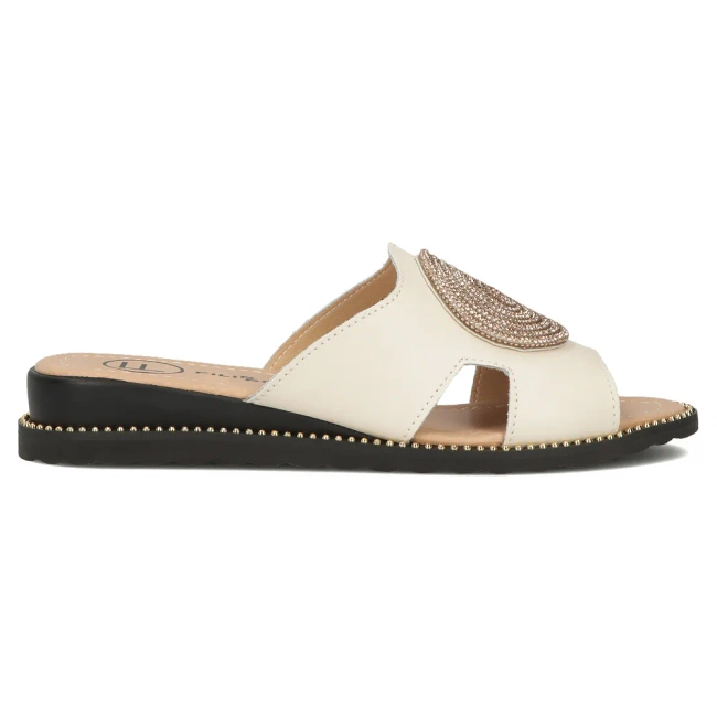 Skórzane klapki Filippo DK7041/25 BE beżowe