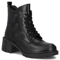 Skórzane botki na obcasie Filippo DBT7133/25 BK czarne