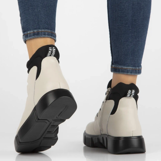 Skórzane botki na platformie Filippo DBT6532/25 BE beżowe