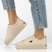 Skórzane półbuty na platformie Filippo DP3533/25 BE L beżowe