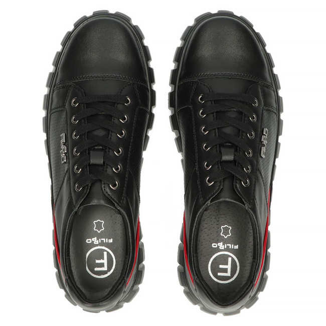 Skórzane Sneakersy Filippo MP942/23 BK czarne