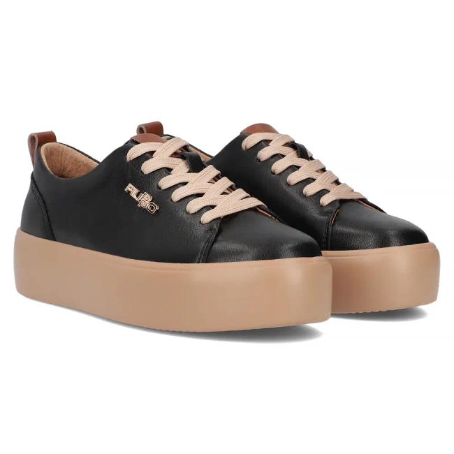 Leather sneakers Filippo DP6117/25 BK BE black-beige