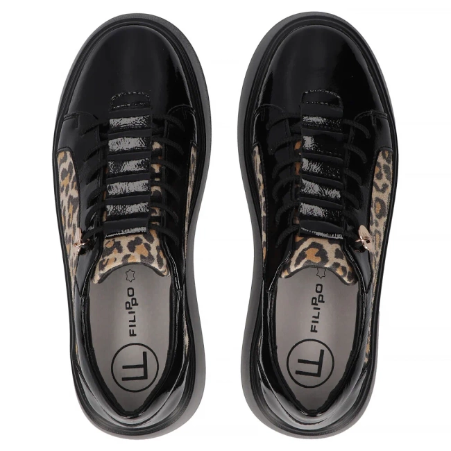 Skórzane sneakersy Filippo DP7282/25 BK LEO czarne