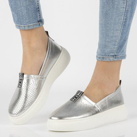 Skórzane slip-on Filippo DP2027/21 SI srebrne
