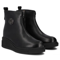 Skórzane botki na koturnie Filippo DBT7144/25 BK czarne