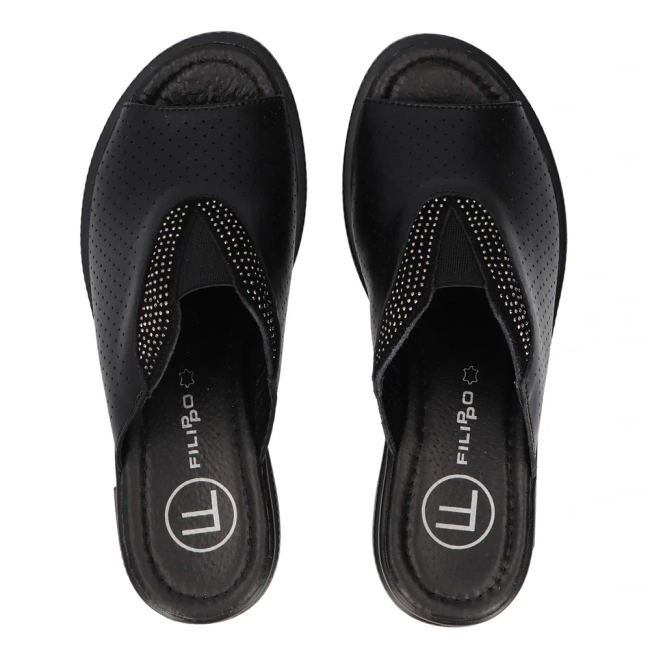 Leather flip-flops Filippo DK6146/24 BK black