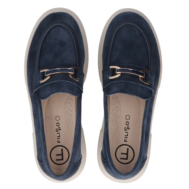 Skórzane półbuty na platformie Filippo DP6809/25 NV granatowe