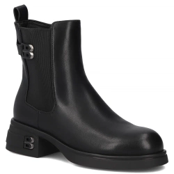 Skórzane botki na obcasie Filippo DBT7195/25 BK czarne