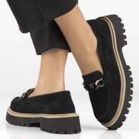 Skórzane półbuty na platformie Filippo DP4589/24 BK czarne