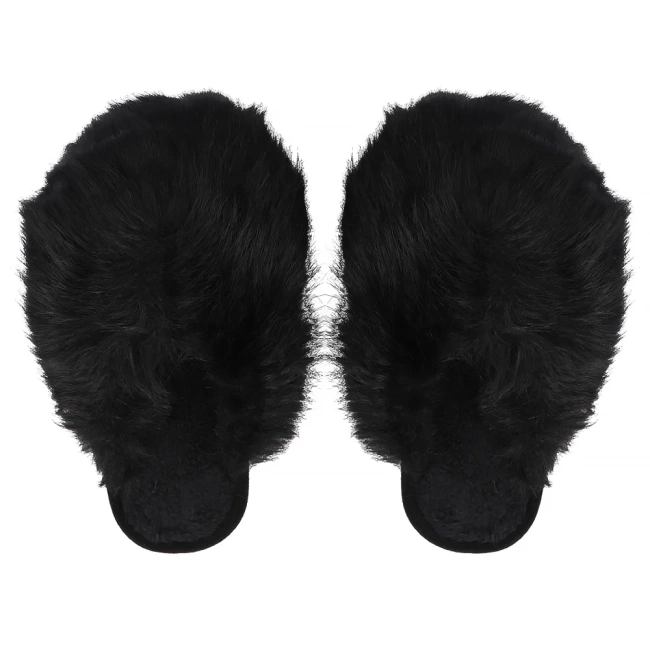 Fur slippers Filippo DK7475/25 BK black
